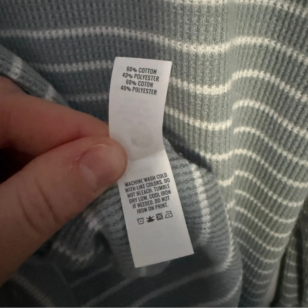 Aerie Blue White Stripe Waffle Thermal Shirt - Picture 3 of 3